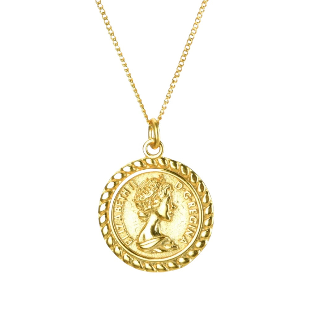 Gold Coin Pendant Necklace Necklace Ecuyeres Gold  