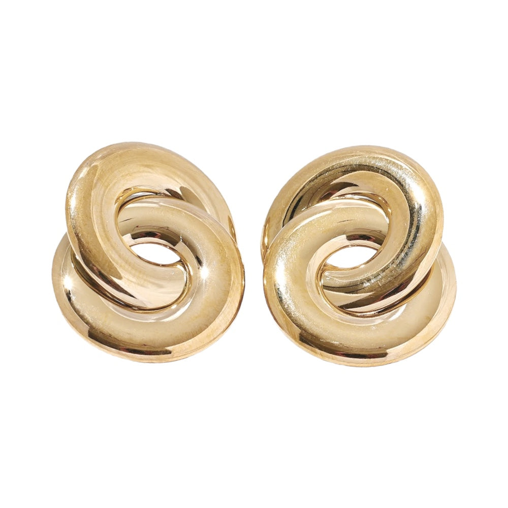 Double Interlocked Circle Earrings Earrings Ecuyeres Gold  