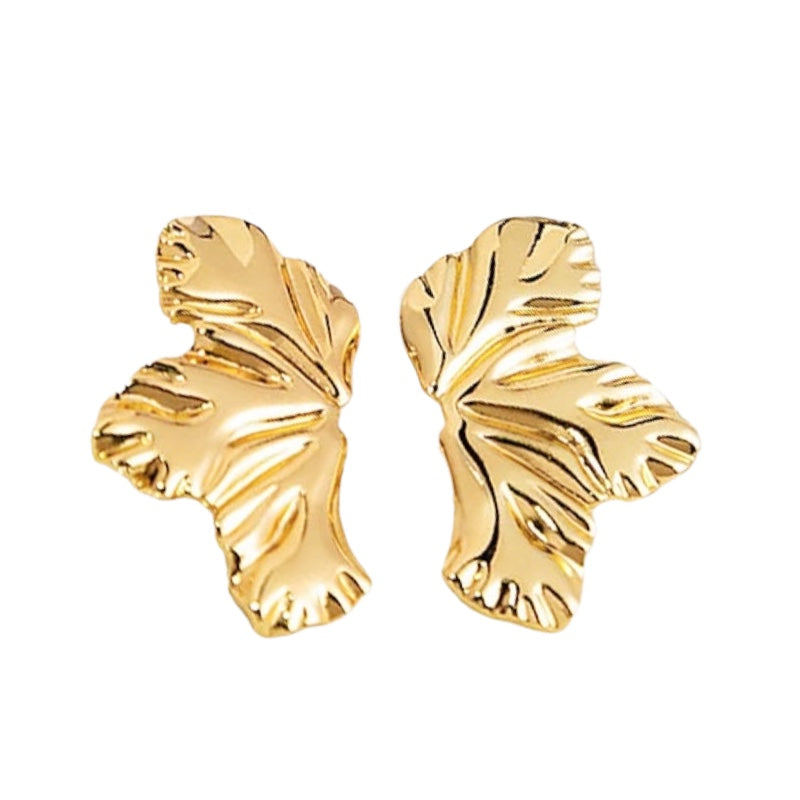 Gold Leaf Petal Earrings Earrings Ecuyeres   