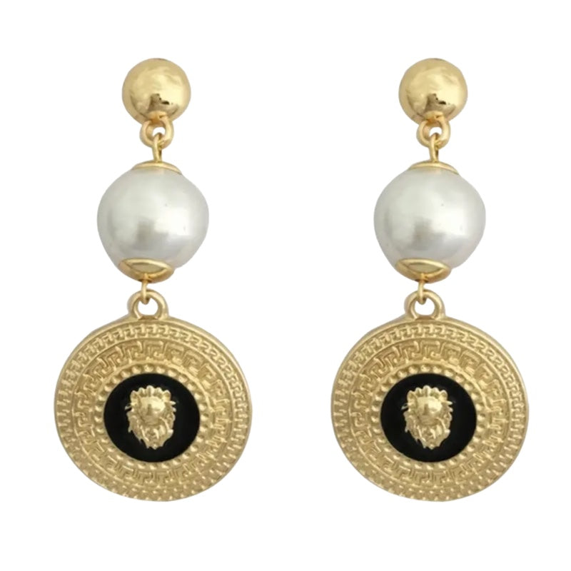 Roman Pearl Drop Earrings Earrings Ecuyeres Gold  