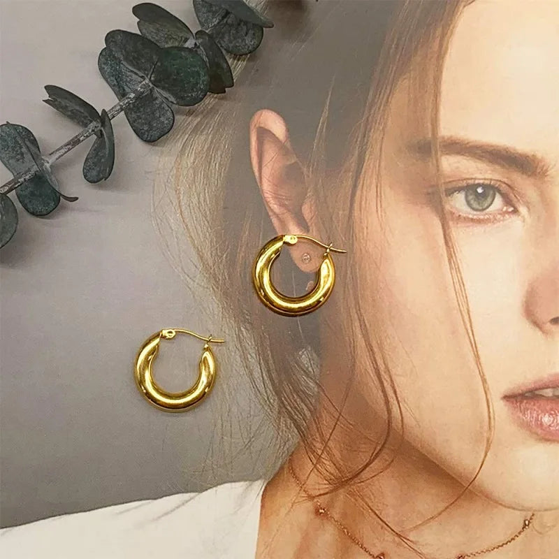 Chunky Rounded Classic Hoop Earrings Earrings Ecuyeres   