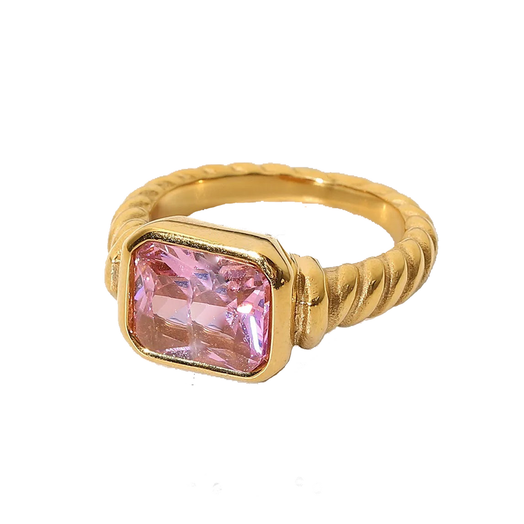 Pink Single Stone Gold Ring Ring Ecuyeres 6 Gold 