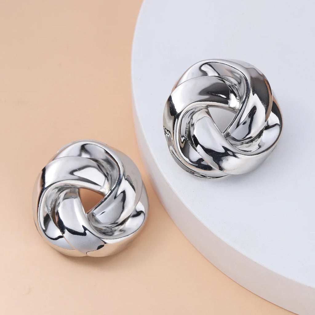 Large Gold Knot Stud Earrings Earrings Ecuyeres Silver  