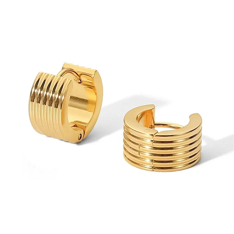 Ribbed Mini Chunky Hooped Earrings Earrings Ecuyeres Gold  