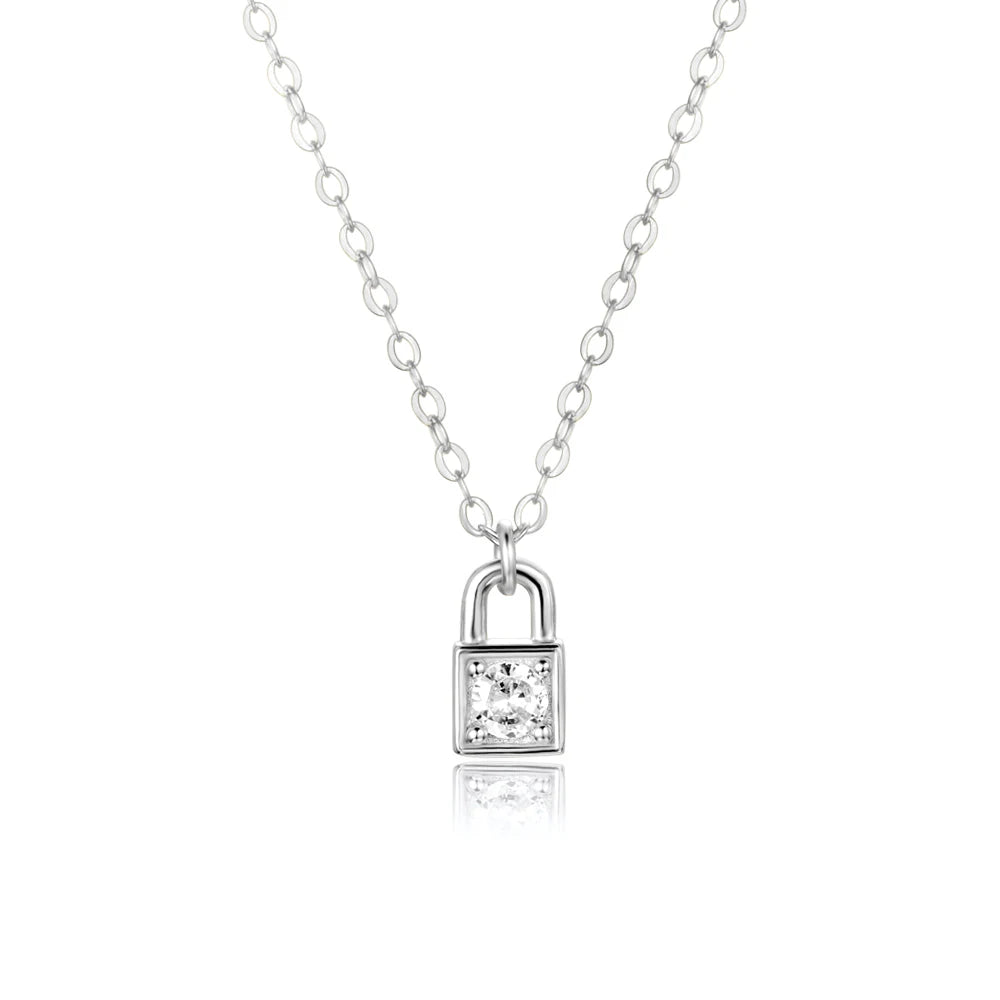 Mini Padlock Pendant Necklace Necklace Ecuyeres Silver  