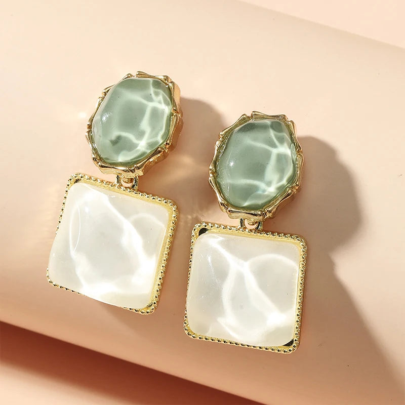 Crystal Ocean Earrings Earrings Ecuyeres Green & White  