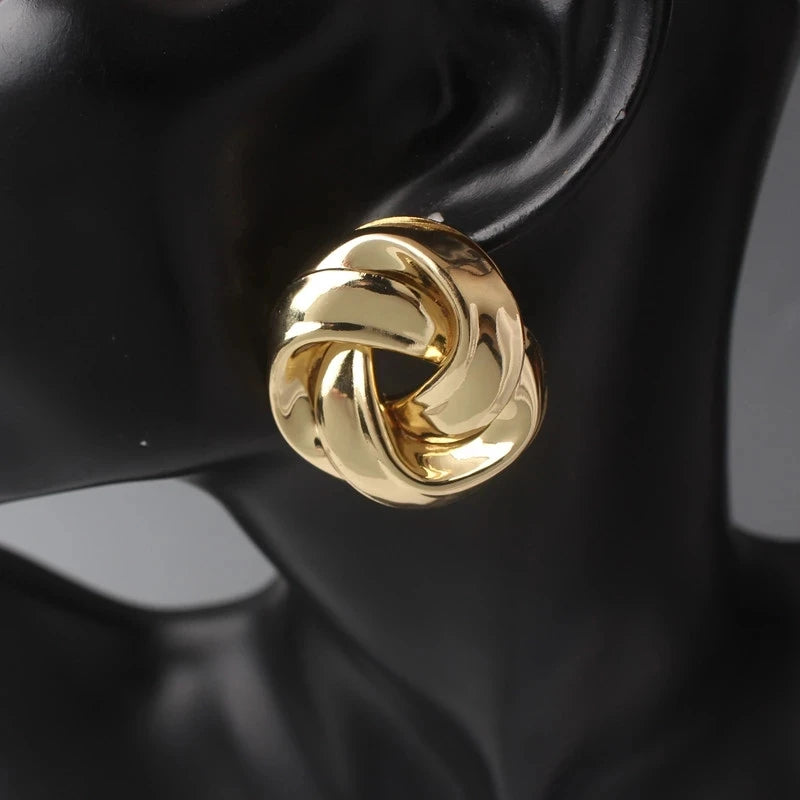 Large Gold Knot Stud Earrings Earrings Ecuyeres   