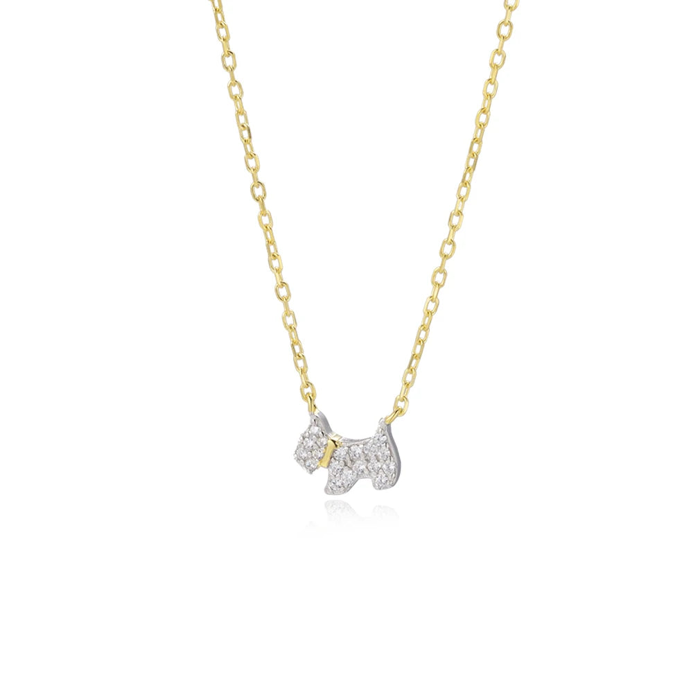 Studded Puppy Necklace Necklace Ecuyeres Gold  