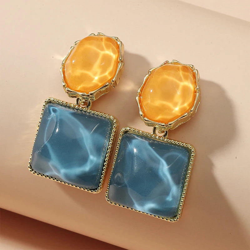 Crystal Ocean Earrings Earrings Ecuyeres Blue & Orange  