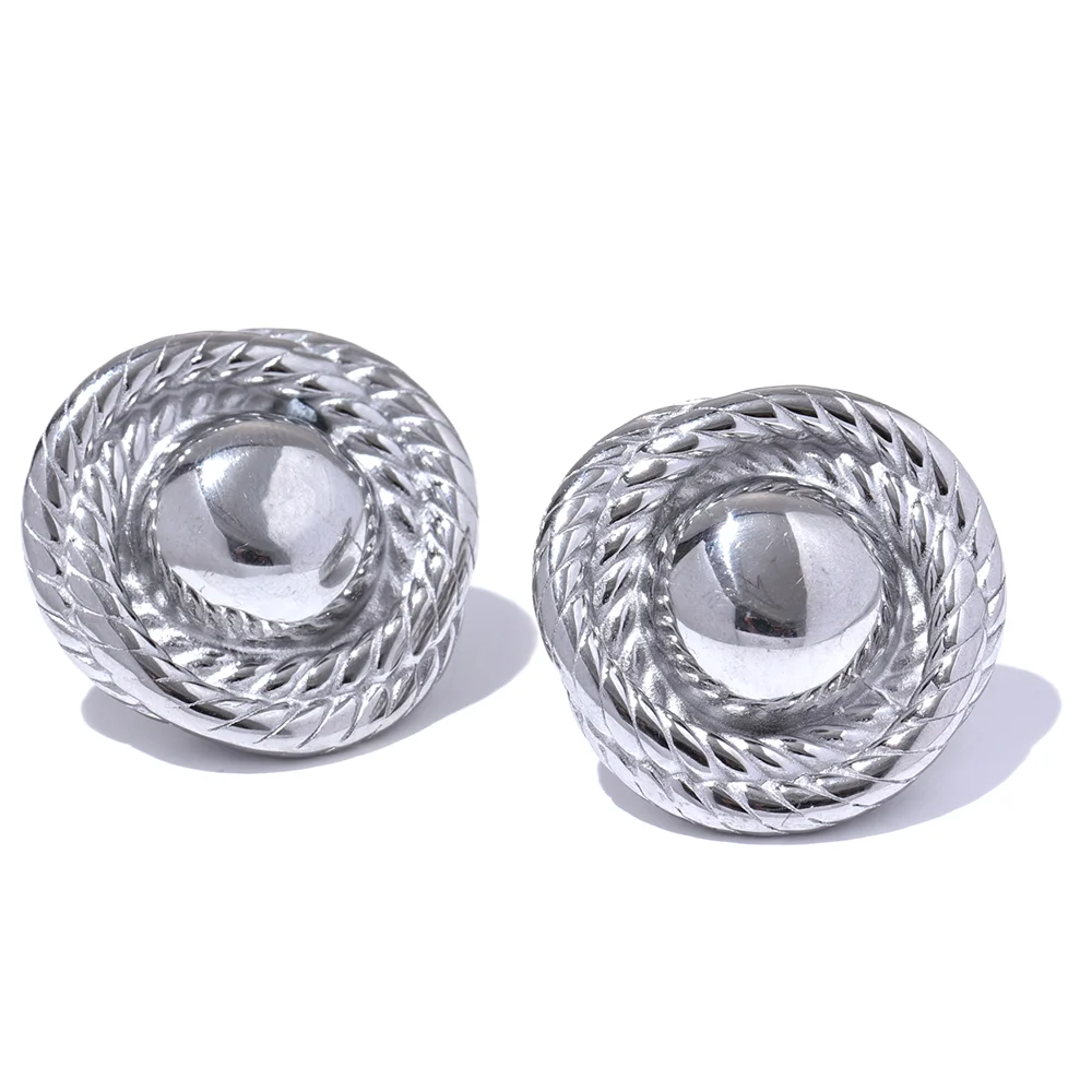 Bold Rounded Woven Stud Earrings Earrings Ecuyeres Silver  