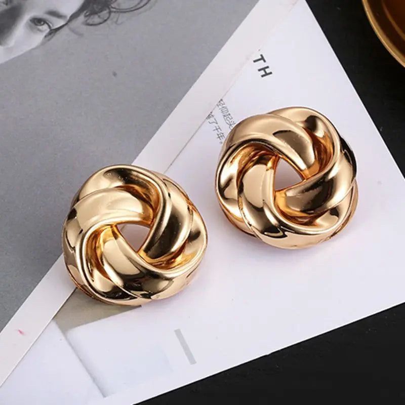 Large Gold Knot Stud Earrings Earrings Ecuyeres   