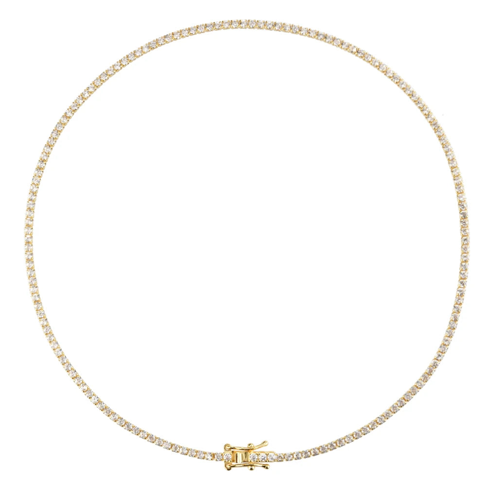 Dainty Diamond Tennis Necklace Necklace Ecuyeres Gold  