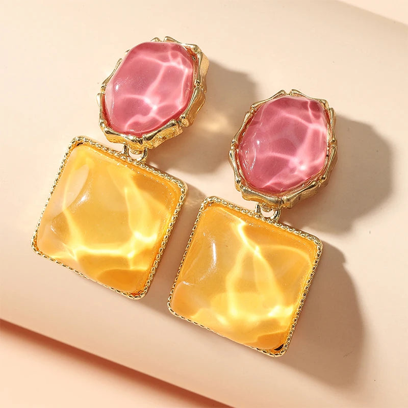 Crystal Ocean Earrings Earrings Ecuyeres Pink & Yellow  