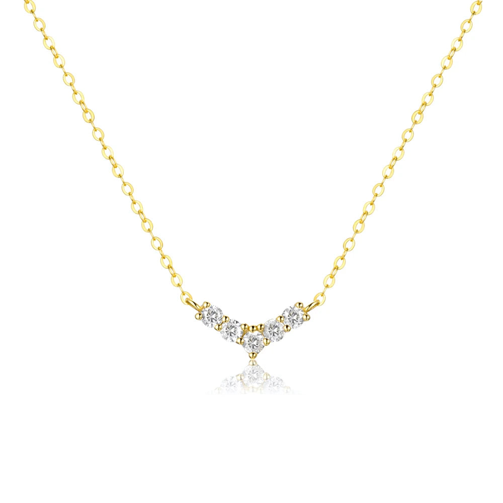 Dainty Five Stone V Necklace Necklace Ecuyeres Gold  