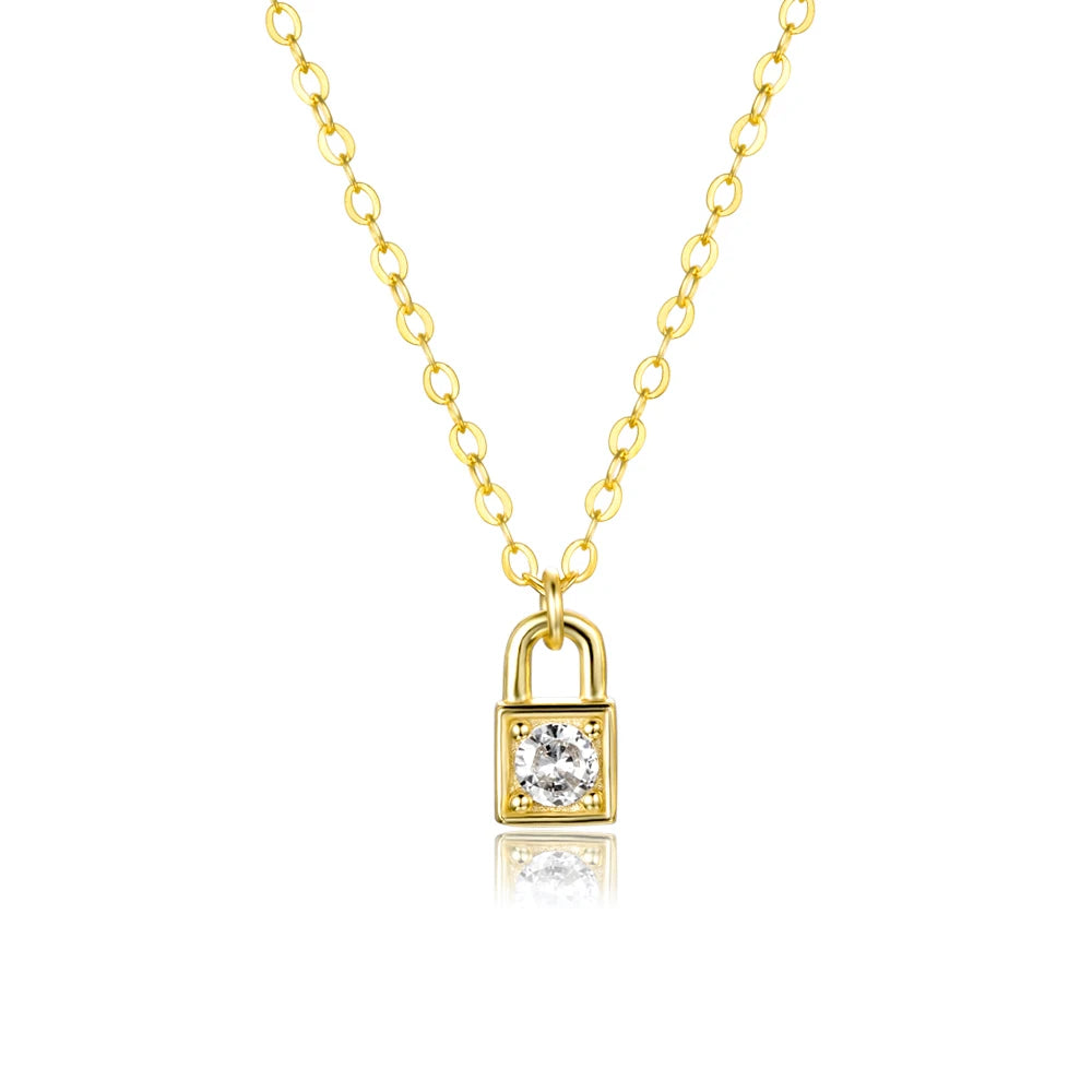 Mini Padlock Pendant Necklace Necklace Ecuyeres Gold  