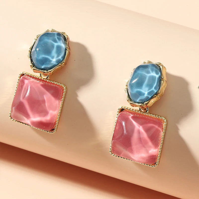 Crystal Ocean Earrings Earrings Ecuyeres Blue & Pink  