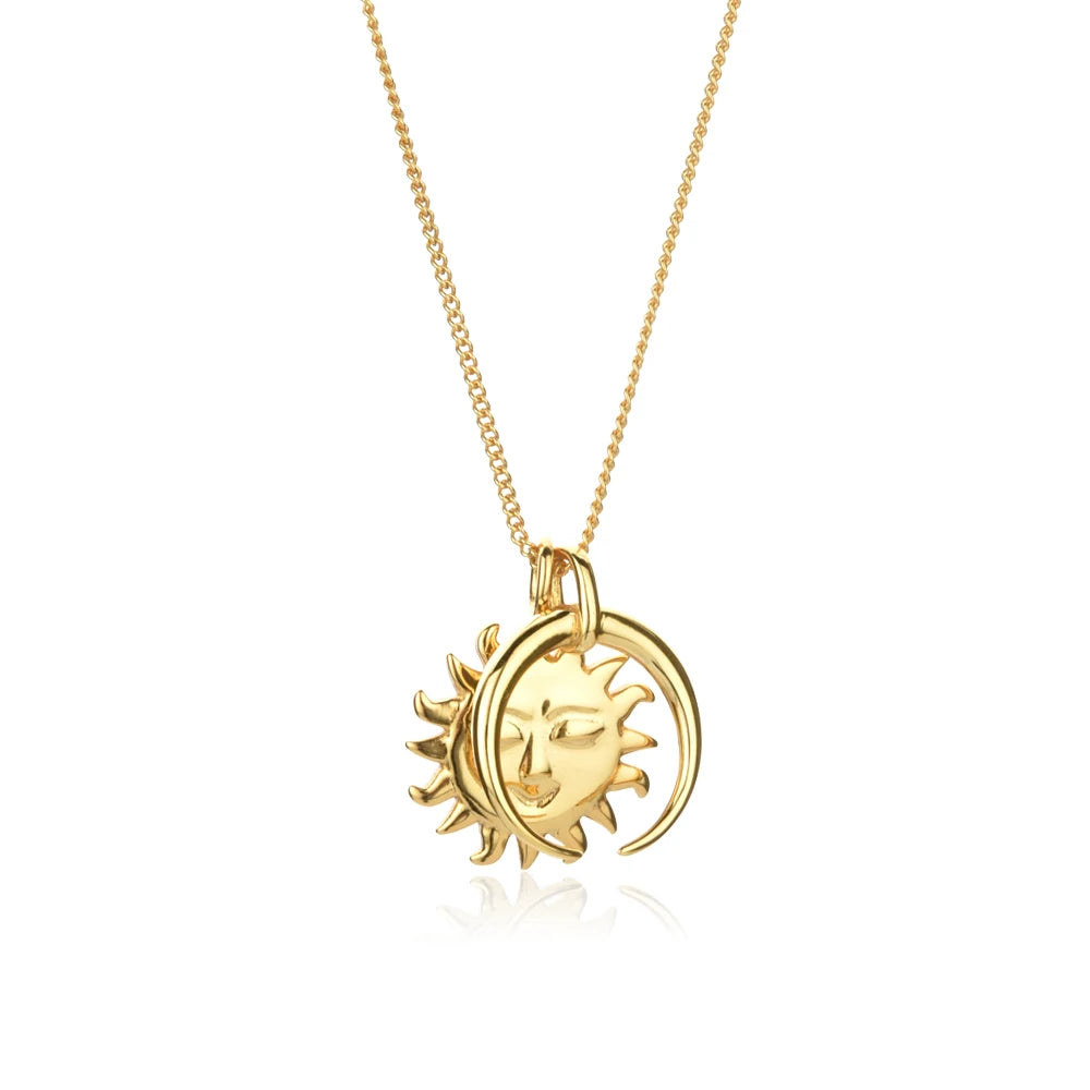 Sunflower Moon Pendent Necklace Ecuyeres Gold  