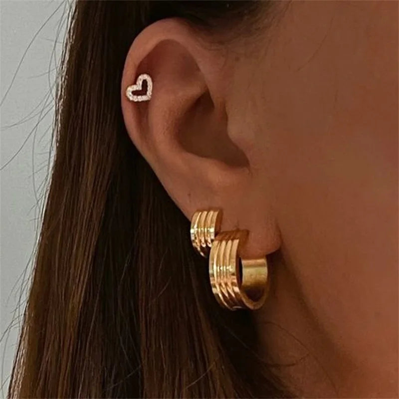 Ribbed Mini Chunky Hooped Earrings Earrings Ecuyeres   