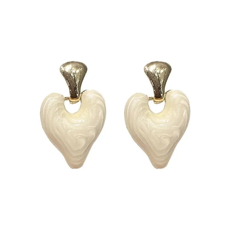 Elegant Drip Glaze Love Earrings Earrings Ecuyeres White  