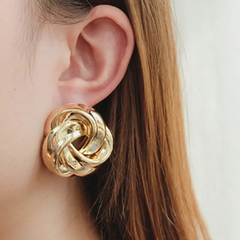 Large Gold Knot Stud Earrings Earrings Ecuyeres   