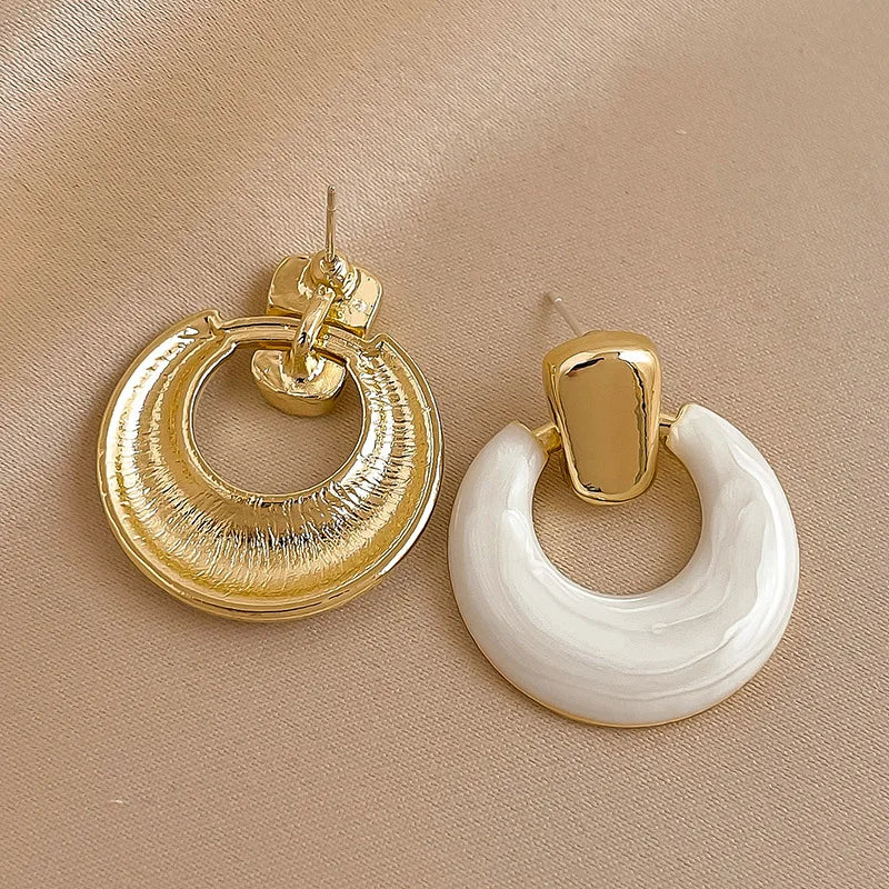 White Open Circle Stud Earrings Earrings Ecuyeres   