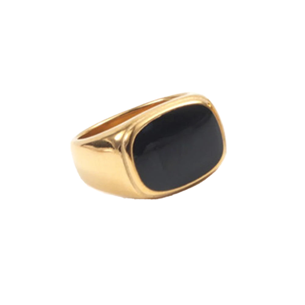 Vintage Flat Face Ring Ring Ecuyeres 6 black gold 