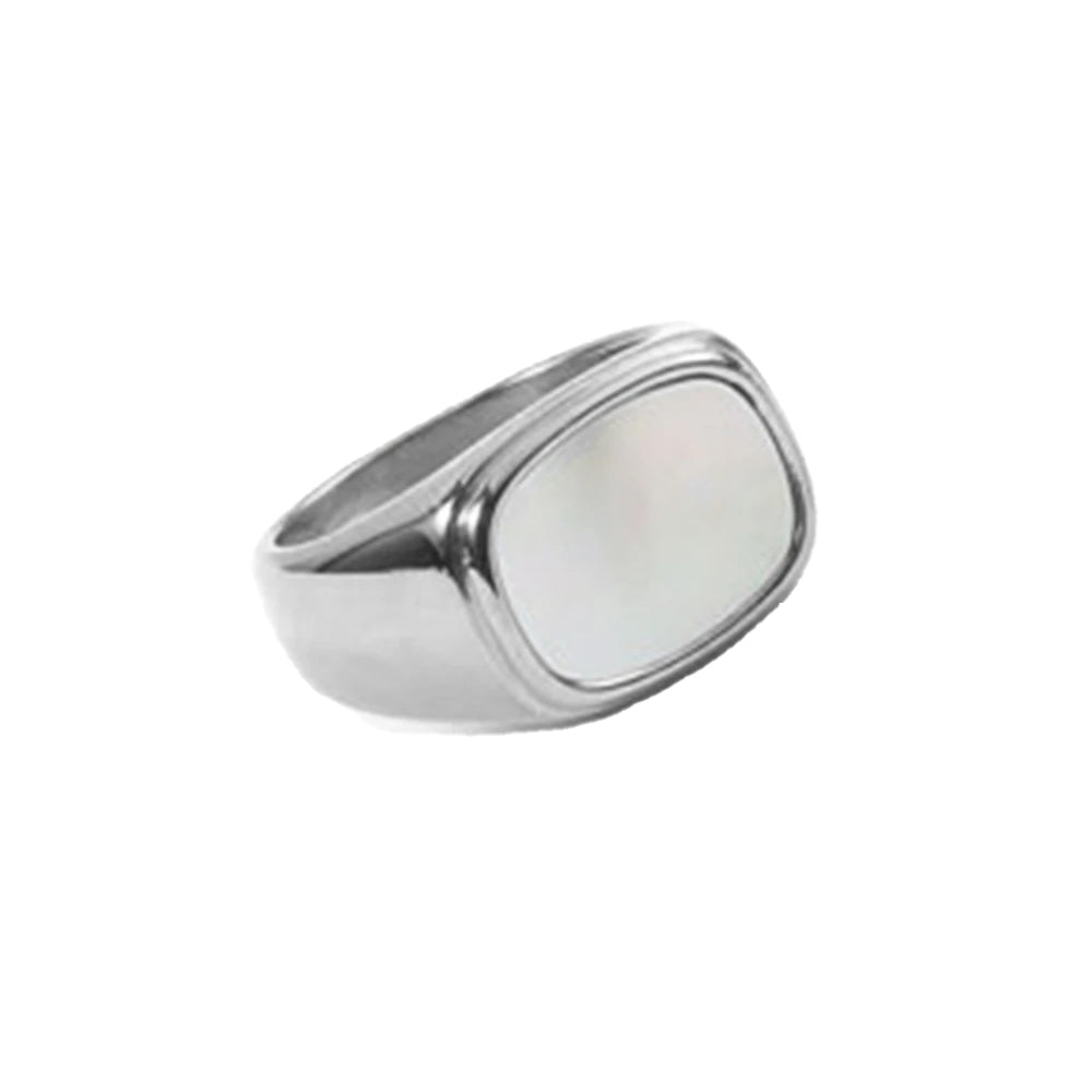 Vintage Flat Face Ring Ring Ecuyeres 6 white silver 